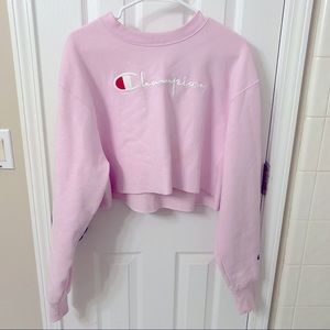 Pink cropped Champion sweatshirt